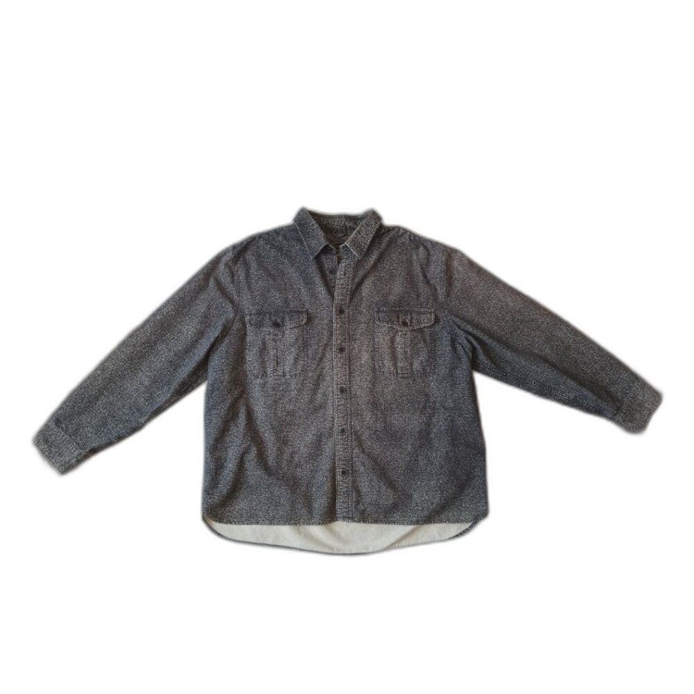 Freedom Foundry Black Brushed Heather Chamois Button Front Flannel Shirt XXL